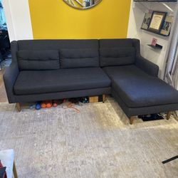 Dark Grey/white Speckle Sectional Couch 