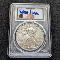 2022 Robert Parish autographed 1oz Silver Eagle PCGS graded MS70 coin
