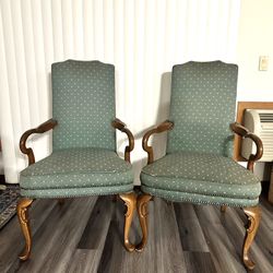 Pair of Vintage Wooden Armchairs – $30 (Pickup Only, Cash Only)