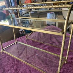 Vintage Solid Brass Glass Shelves