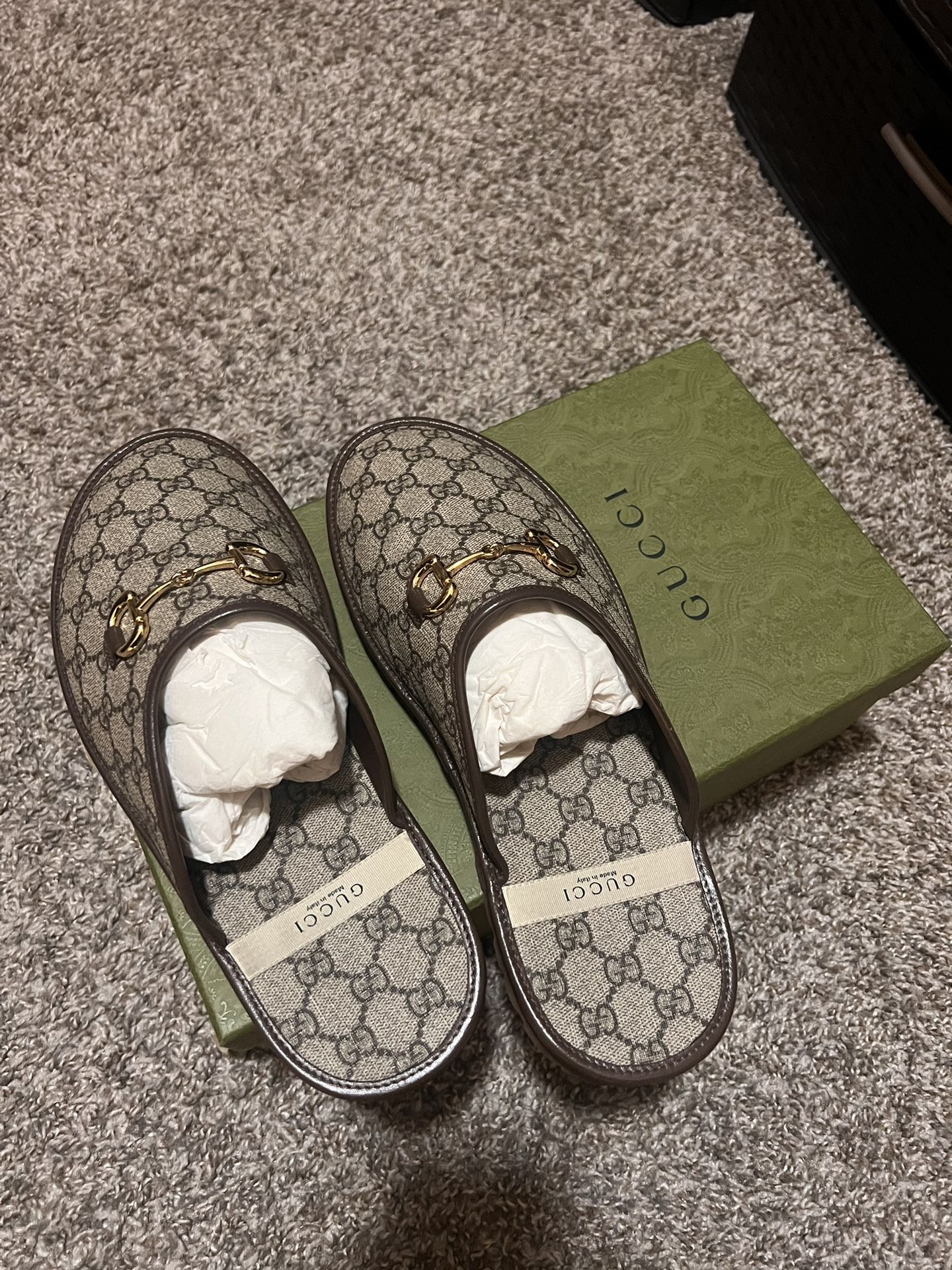 Gucci Men's GG Supreme Horsebit Slippers Size 11