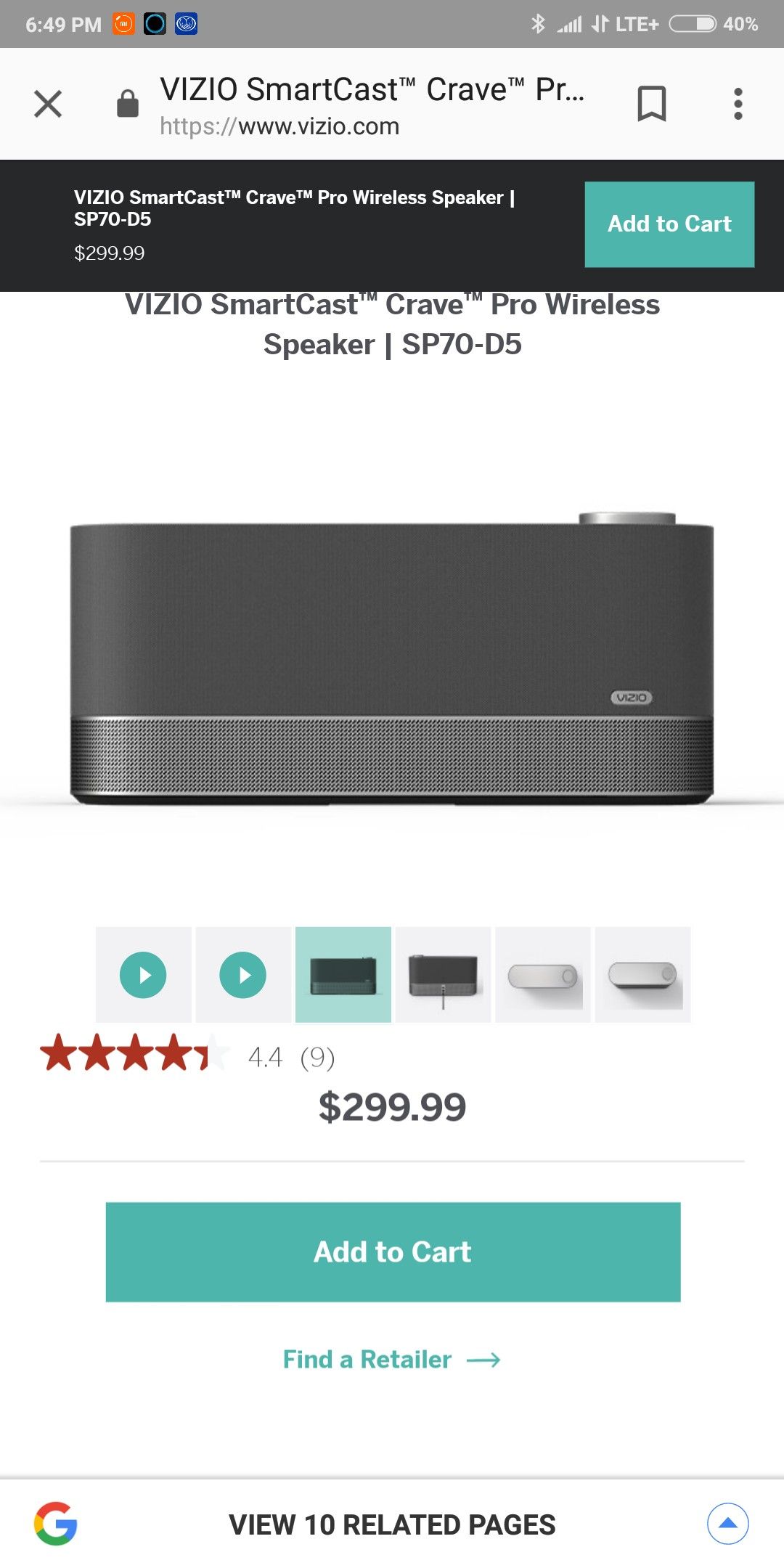 VIZIO SmartCast Crave Pro Multi-Room Wireless Speaker (SP70-D5)