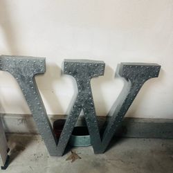 Large Galvanized Metal Letter W