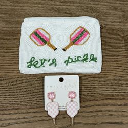 Pickleball Earrings & Zippered Change Purse - GREAT GIFT IDEA! 