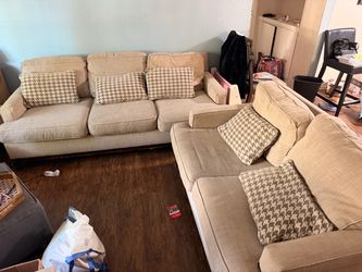 Beige Fabric Sofa and Loveseat Set