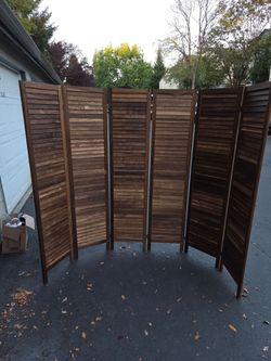 6-Panel Wood Louvered Room Divider