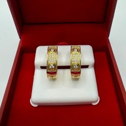 Moissanite Earrings in 925 yellow Sterling Silver with a CTW of 1.40
