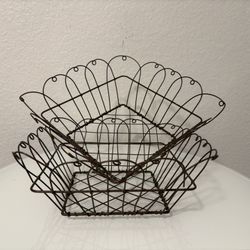 2 Vintage Brown Wire Baskets