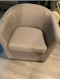 Beige gray Fabric Barrel Accent Chair