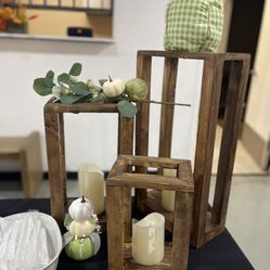 3 Wood Centerpieces 