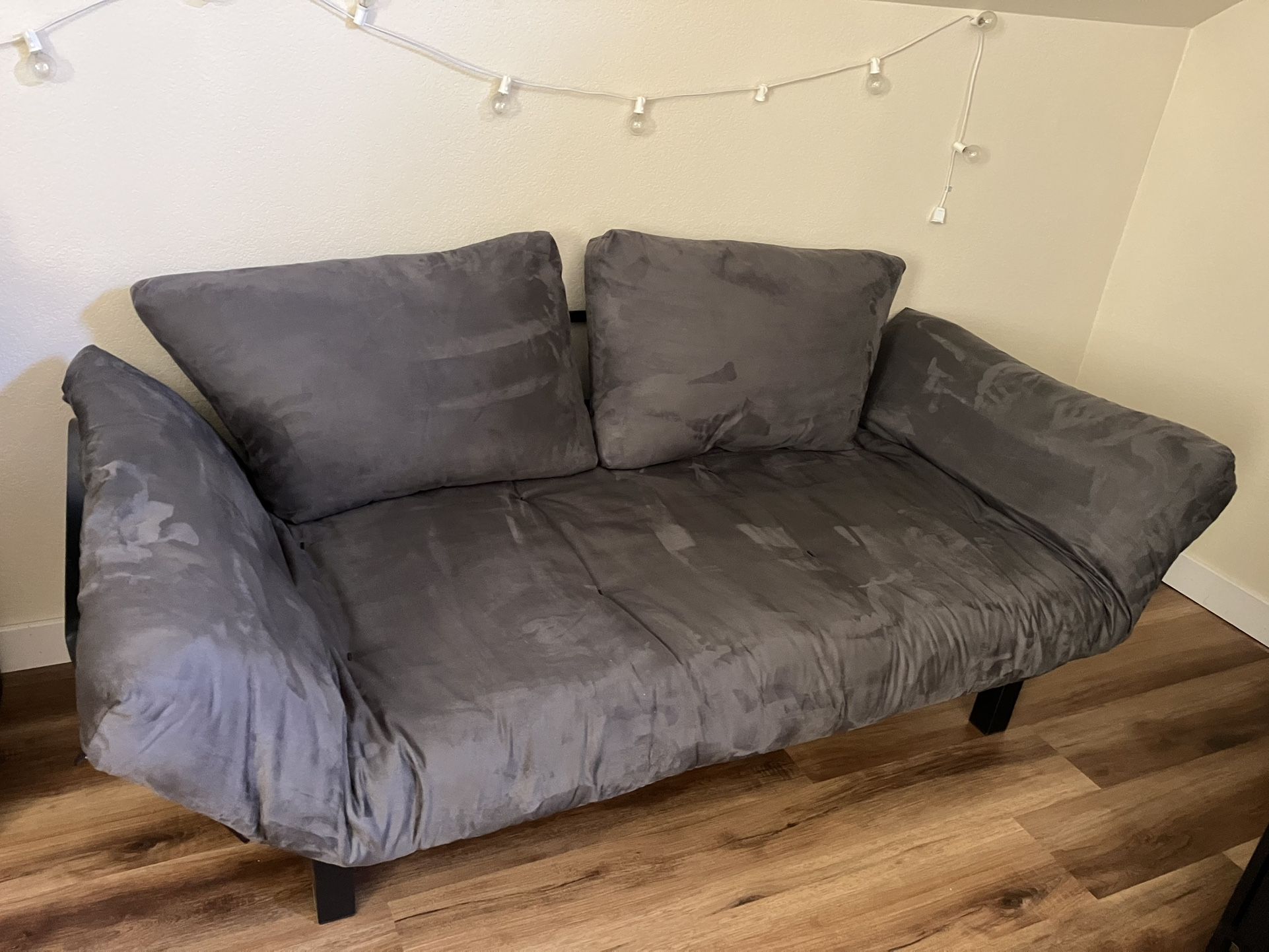 Convertible Charcoal Gray Futon Sofa