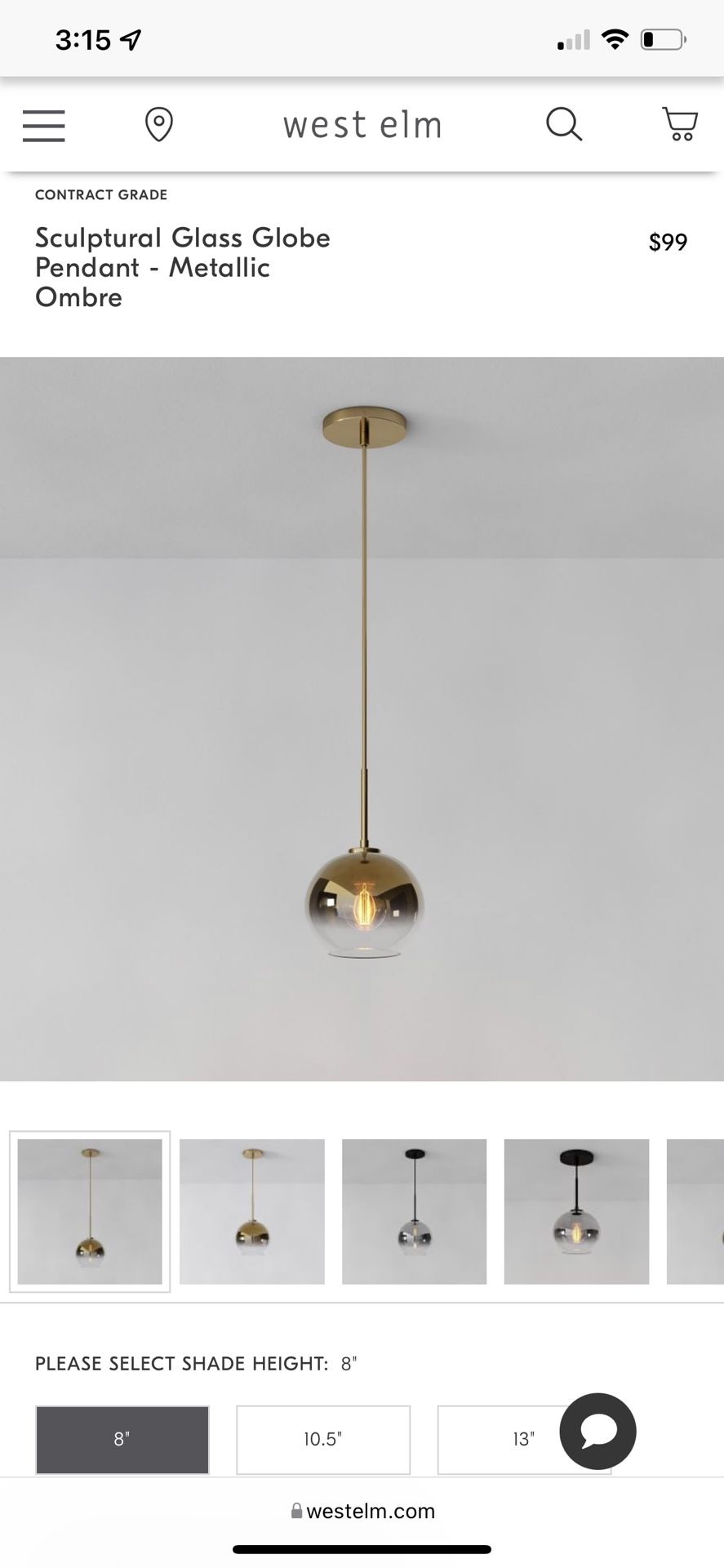 West Elm Pendant lights