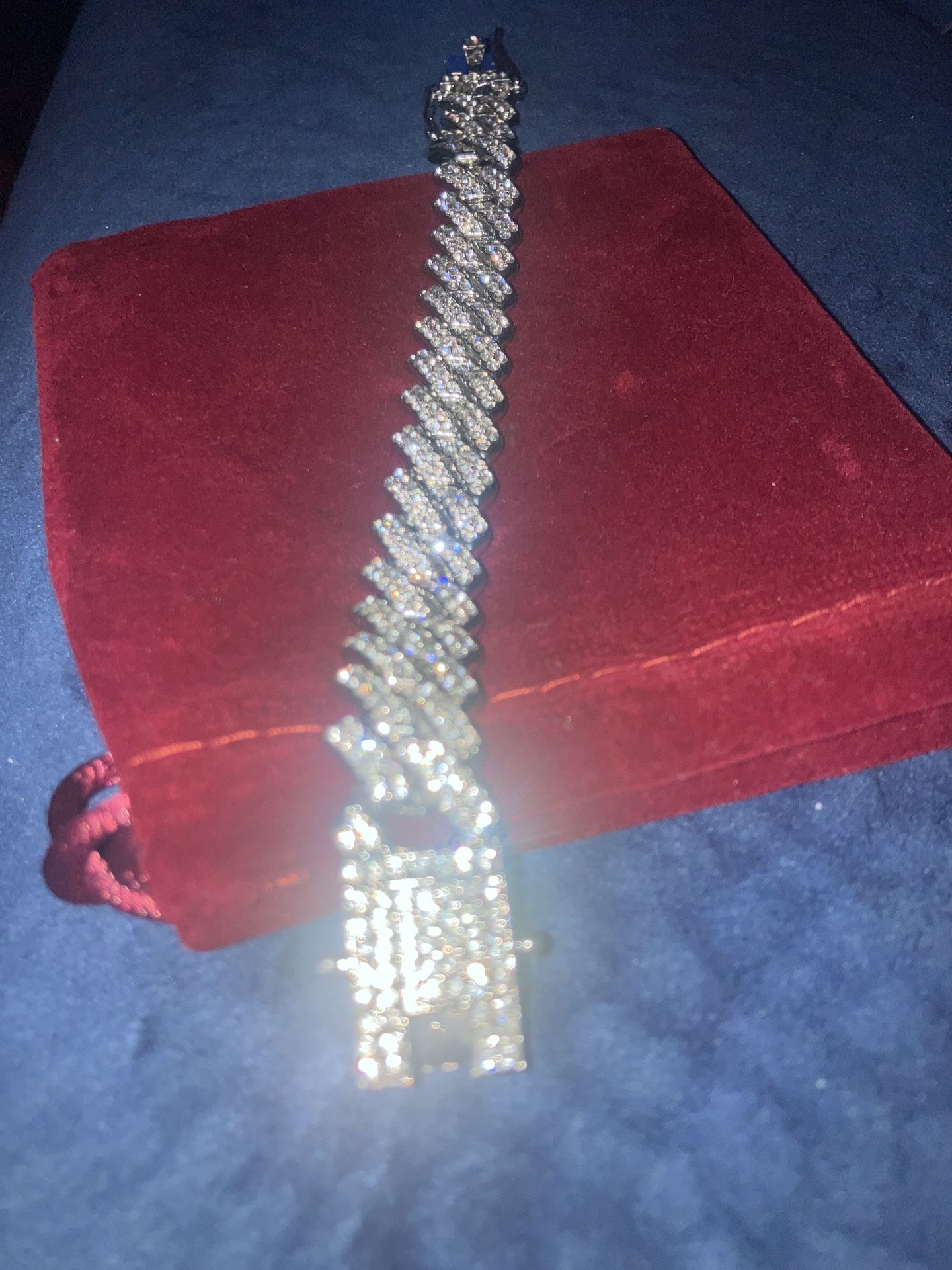 Sterling silver Cuban Bracelet Moissanite