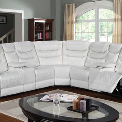 New Martin White Reclining Sectional With Free Delivery 