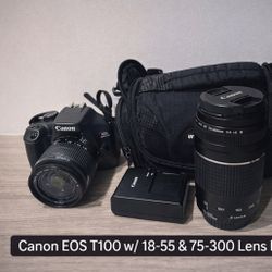 Canon EOS Rebel T100 DSLR Camera with 18-55mm & 75-300mm Lens Bundle📸