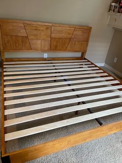 Mid-Century Modern Wood Platform Bed Frame