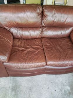 Brown leather couch