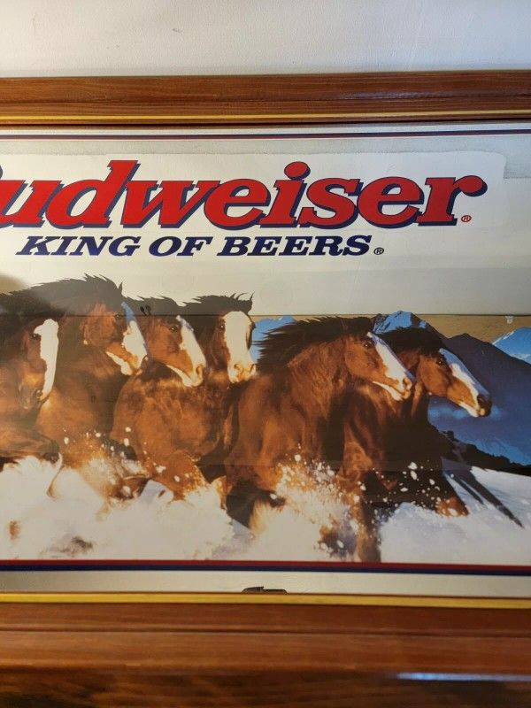 Vintage Budweiser Clydesdale Bar Mirror