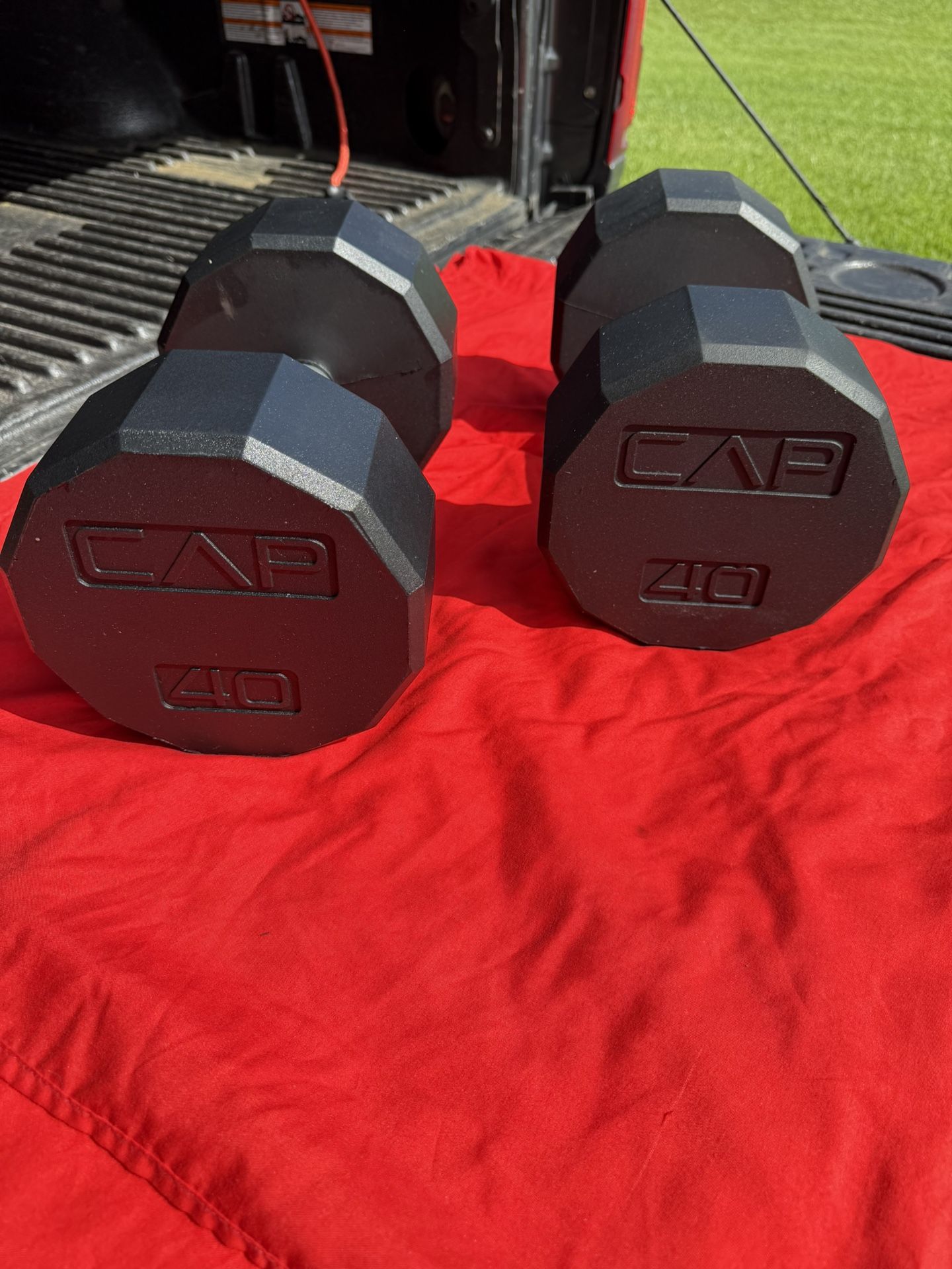 New 12 Sided Rubberized Dumbbells- 40 Pounds X 2