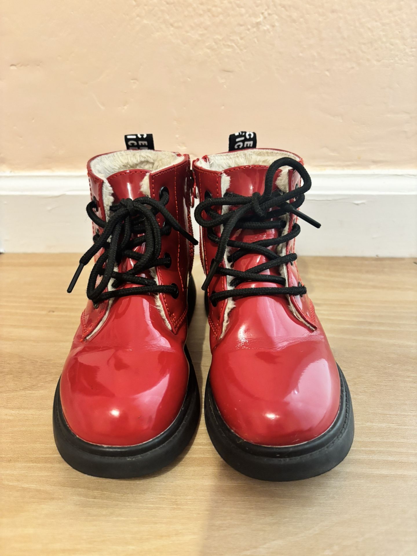 Kids Youth Ankle Boots Red Fleece Inside Warm