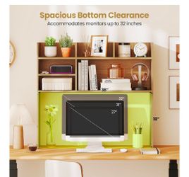 Desktop Bookshelf Organizer with Monitor Clearance