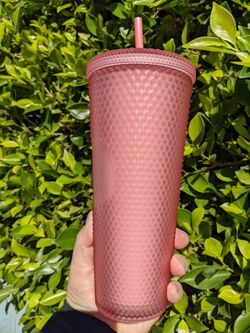 Studded Matte Cup Tumbler, With Lid And Straw, Bling Plastic Cup