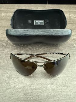 Chanel Brown/Gold 4141-Q Metal Frame and Leather Aviator Sunglasses $250