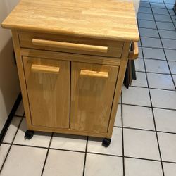 Beech Kitchen Cart One Drawer Cabinet For Storage Shelves Towel Shelves Rack Wheels