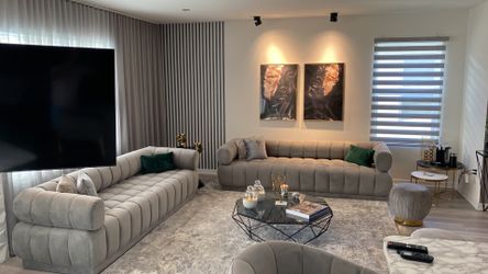 Beautiful Modern Grey Velvet Sofa