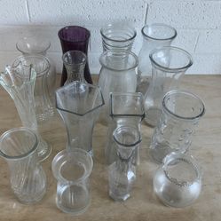 16 Assorted Glass Vases For Flower Design 