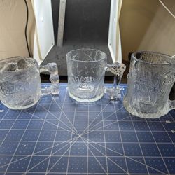 Set of 3 Vintage 1993 McDonalds Flintstones Glass Mug Cups INCOMPLETE