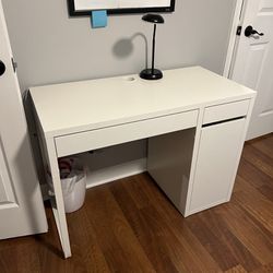 IKEA White Office Desk with Cabinet and Drawer