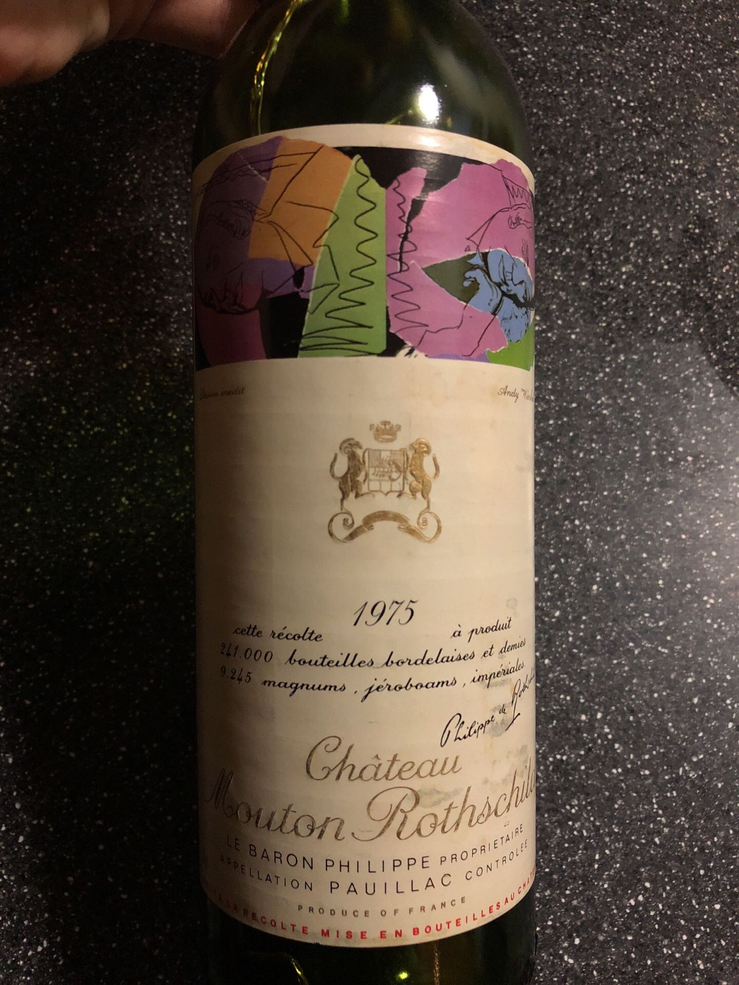 1975 Andy Warhol Chateau Mouton Rothschild empty bottle