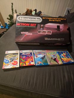 1988 Nintendo NES Action Set + 6 Boxed Games – Vintage Lot