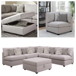 5 PCS + Storage ottoman. Delivery included