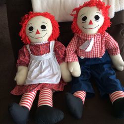 Raggedy Ann and Raggedy Andy Dolls 33” Vintage (Cross Posted)
