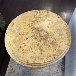 Round Travertine End Table 