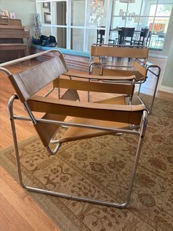 Vintage Mid-Century Modern Leather & Chrome Lounge Chairs – Set of 2