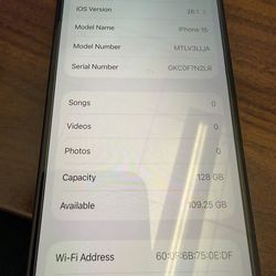 Apple iPhone 15 black unlocked 128 GB