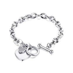  Heart Charms Bracelet Stainless Steel 