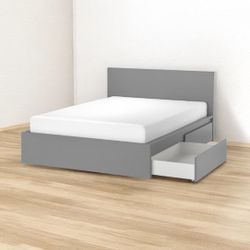 Grey Wood grain Malm Bed Full size 