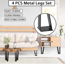 Osring 18-inch Trapezoidal Furniture Legs, 4-Pack, Solid Steel Hairpin Legs for Side Table, TV Stand