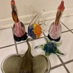 Set of 5 Glass Blown Sea Creatures 