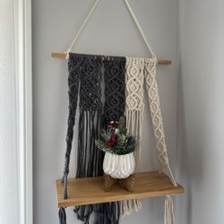 Macrame Wall Hanging Shelf- Set Of 2- Modern Boho Decor