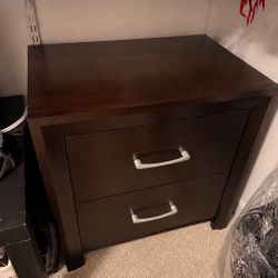 Nightstand  Bedside Table Dark Wood, 2 Drawers