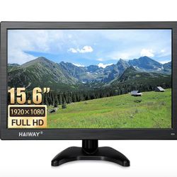 Haiway 15.6" 1080p Small Monitor – HDMI/VGA/BNC/AV/USB – Built‑In Speakers + Remote