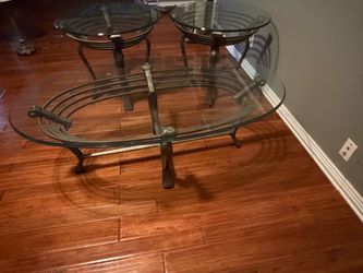 3-Piece Glass and Metal Table Set