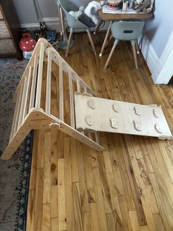 Montessori Climbing Triangle + Ramp (Wood and Hearts)