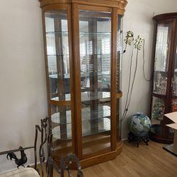 Wood Curio Cabinet W Sliding Door