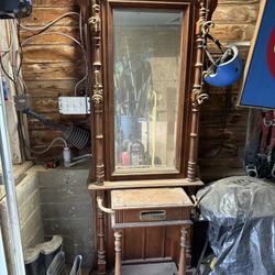 antique hall tree with mirror